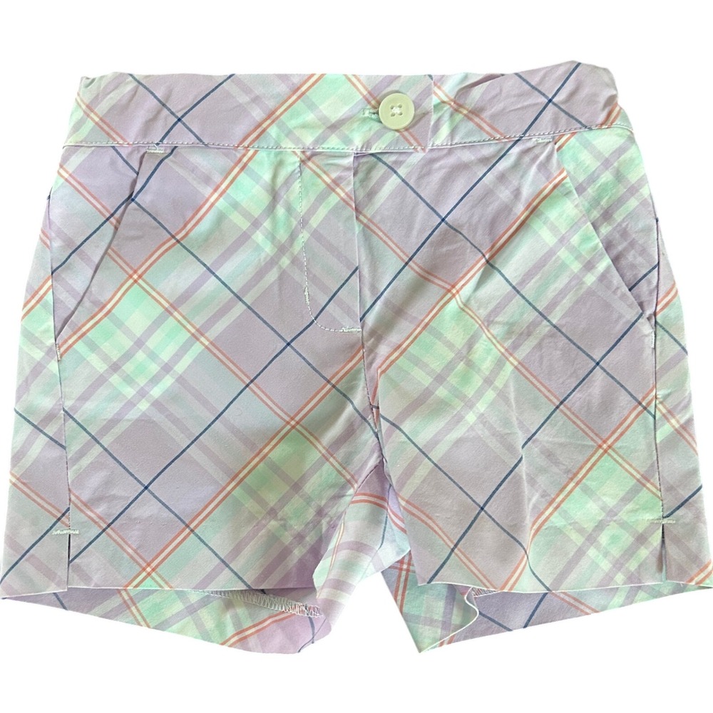 Pastel Plaid Flat Front Shorts Lavender Mint Green Preppy Summer Shorts